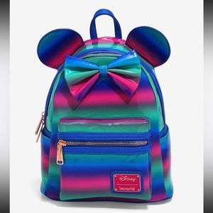 NWOT LOUNGEFLY DISNEY MINNIE MOUSE STRIPED MINI BACKPACK